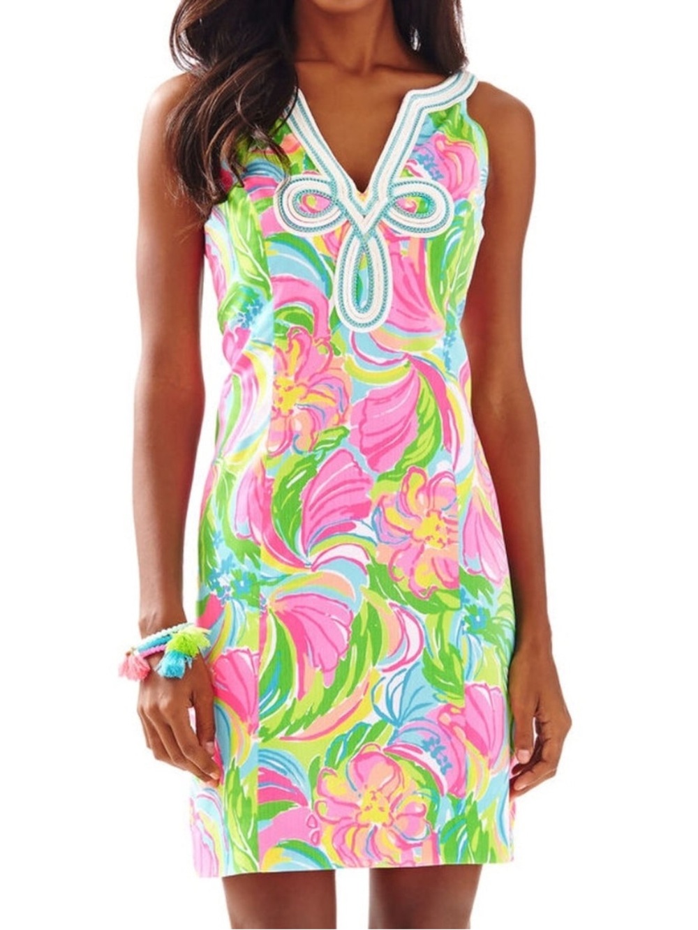 Lilly Pulitzer Tessa So A Peeling Soutache Ribbon Tropical Shift Dress Size 00